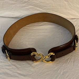 Moschino Brown Leather Heart Buckle Belt Size 40 Small